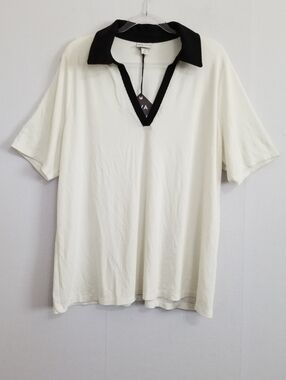 NWT Ava & Viv Cream Collared Short Sleeve Top Size 2X